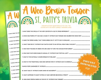 St. Patty's Trivia St Patricks Day Game, St Patricks Games, St Patricks Game, Trivia Games, Trivia Game, Trivia Printable, Virtual Games