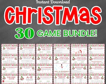30 Christmas Games Bundle: Printable Holiday Activities for Adults, Kids, and Large Groups (PDF)