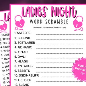 Ladies Night Word Scramble Game: Printable Girls Night (Digital Download)