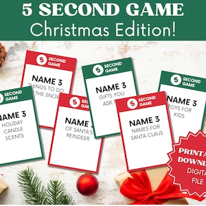 Jogo de Natal de 5 segundos, Jogo de festa de Natal de 72 cartas, Curiosidades de Natal, Regra dos 5 segundos, Jogo de festa em família, Cartas de jogo de Natal
