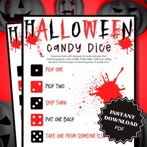 Candy Dice Halloween Game Printable, Halloween Games For Kids, Halloween Printable For Kids, Halloween Games, Group Party Games