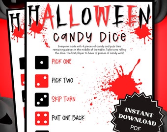 Candy Dice Halloween Game Printable, Halloween Games For Kids, Halloween Printable For Kids, Halloween Games, Group Party Games