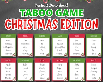 Christmas Taboo Game Cards: Holiday Party Fun (Digital Download)