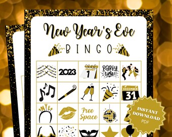 New Years Eve Bingo Party Game, Holiday Party Games, New Years 2023, New Years Eve Party, Family Game Night, Teen Games, Zoom Games