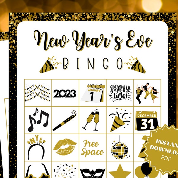 New Years Eve Bingo Party Game, Holiday Party Games, New Years 2023, New Years Eve Party, Family Game Night, Teen Games, Zoom Games