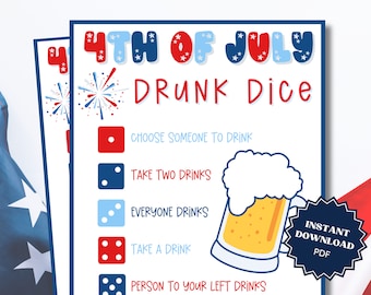 Drunk Dice 4th of July Game, 4th of July Games Printable, Fun Drinking Games, Group Drinking Game, Fun Adult Game, Adult Party Games
