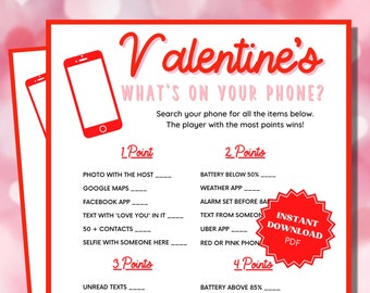 What's On Your Phone Valentines Day Game, Valentines Activity, Valentine Party Game, Adult Party Game, Virtual Games, Zoom Games