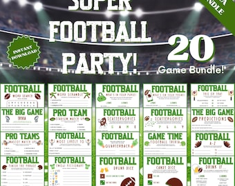 Super Bowl Party Games - 20 Game Bundle, Family Party Game, Group Games, Adult Party Games, Word Games, Trivia Games, Drinking Games