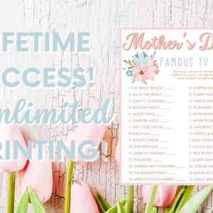 Famous T.V. Moms Trivia Printable Mothers Day Game, Group Games, Trivia ...