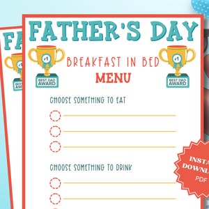 Vaderdag Ontbijt Op Bed Menu, Vaderdag Spelletjes, Vaderdag Feest, Vaderdag Ideeën, Vaderdag Activiteit Voor Kinderen