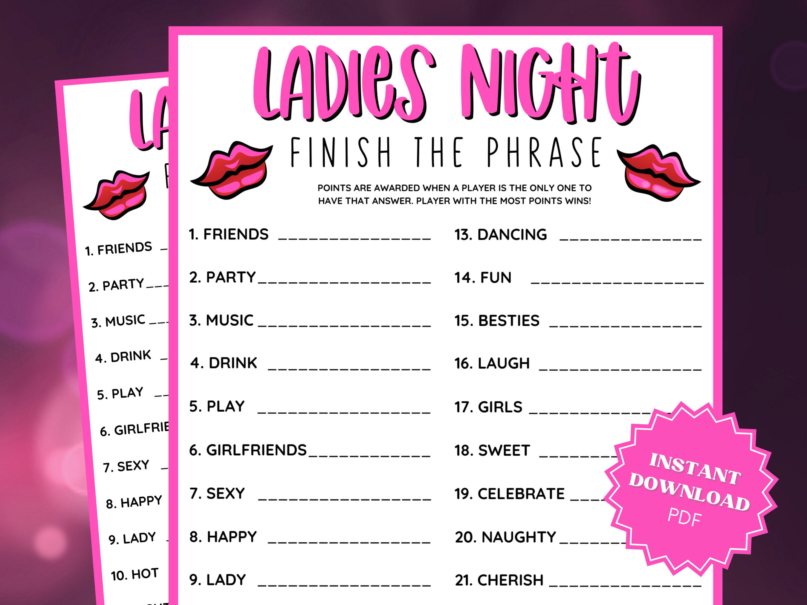 Ladies Night Finish the Phrase Ladies Night Out Girls Night - Etsy