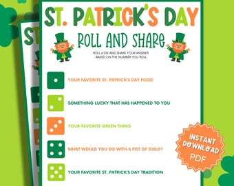 St Patricks Day Roll and Share Game, St Patricks Games, St Patricks Game, Classroom Games, Family Party Game, Family Game Night, Dice Game