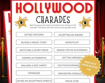 Charades Oscars Party Game, Oscar Party Games, Oscars Party, Oscars Party Game, Charades For Adults, Charades, Family Party Games