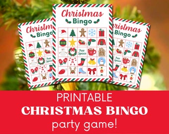 Christmas Bingo, 12 Unique Bingo Cards, Kids' Christmas Activity, Christmas Printable, Christmas Bingo Cards, Digital Download