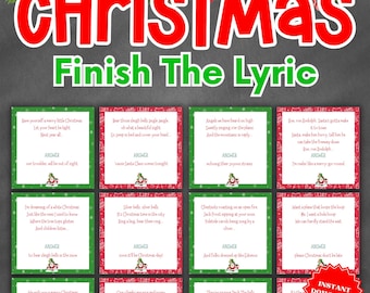 Christmas Carol Lyric Game: 42 Printable Cards (Digital Download)
