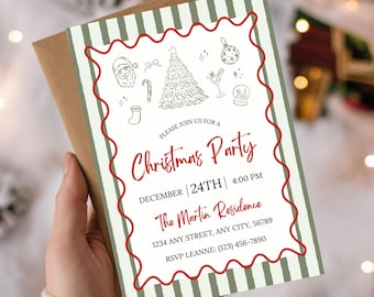 Whimsical Christmas Party Invitation | Editable Canva Template (PDF)