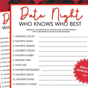 Date Night Who Knows Who Best, Couples Night, Couples Date Night, Couples Game Night, Date Night Games, Games For Couples, Valentines Game