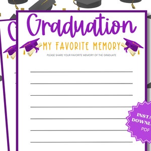 My Favorite Memory Graduation Party Game, Graduation Advice, Graduation Wishes, Printable Grad Game, Graduation Party Ideas, Grad Party Game