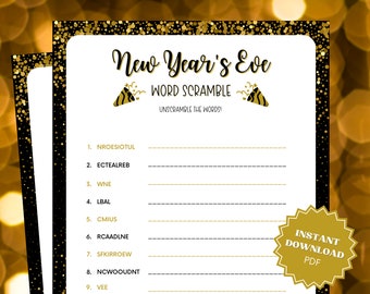 New Years Eve Word Scramble Party Game, Classroom Games, Winter Games, Kids Activity Book, Busy Book Printable, Kids Worksheets, Brain Games