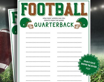 Quarterback Super Bowl Party Word Game, Super Bowl Games, Family Party Game, Group Games, Virtual Games,