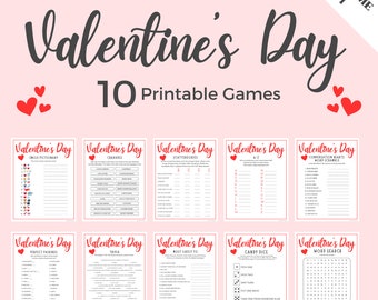 10 Valentines Game Bundle Vol. 1, Valentines Games Printable, Valentines Game Kid, Valentines Games For Kids, Valentines Game Printable