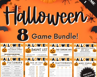8 Halloween Games Bundle Vol. 1, Trivia Games, This Or That, Fall Bucket List, Pictionary Game, Scattergories Halloween Games Bundle