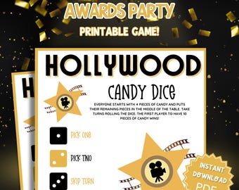 Oscars Party Candy Dice Game, Oscar Party Games, Oscars Party, Oscars Party Games, Kids Games, Family Party Game, Kids Party Games