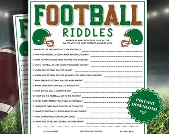 Riddles Super Bowl Party Game, Riddles with Answers, Super Bowl Games, Family Party Game, Word Games, Super Bowl Kids Printable, Trivia Game