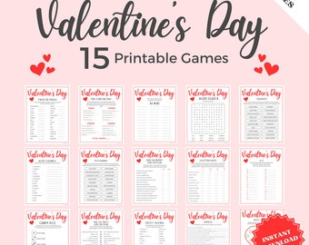 15 Kids Games Valentines Game Bundle, Valentines Games Printable, Valentines Game Kid, Kids Party Games, Educational Games, Classroom Games