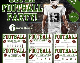 Super Bowl Party Games - 6 Game Bundle, Family Party Game, Kids Word Search, Word Games, Scattergories, Word Search, Word Scramble