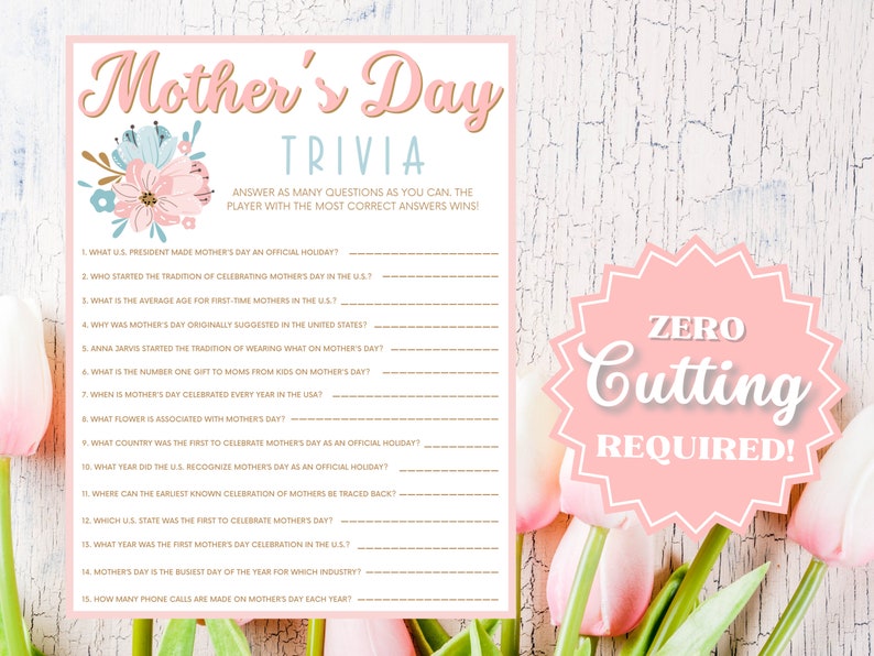 Mother's Day Trivia Printable Mother's Day Game Group - Etsy