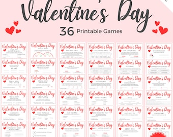 36 Valentines Game Bundle, Valentines Games Printable, Valentines Game Kid, Valentines Games For Adults, Valentines Day Games For Couples,