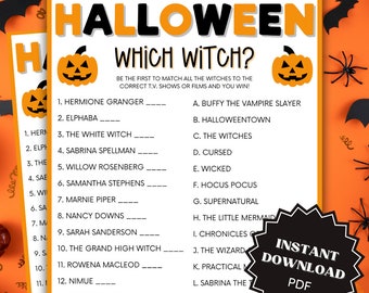 Which Witch Trivia Halloween Game Printable, Trivia Games, Halloween Games For Adults, Halloween Games For Teens, Halloween Printable Games