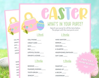Whats In Your Purse Printable Easter Game, Purse Game, Virtual Games, Easter Games Download, Easter Games For Adults, Easter Games Printable