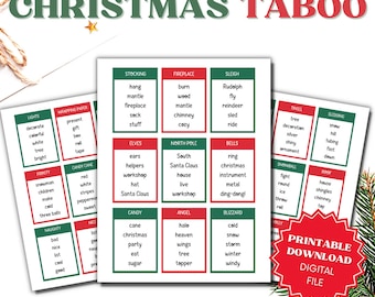 Christmas Taboo Game, Christmas Taboo Cards, Christmas Taboo Printable, Christmas Taboo Download, Christmas Taboo Game Cards, Unspeakable