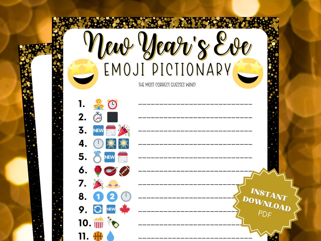 Emoji Pictionary New Year's Eve Game, New Years 2023, New Years Eve Kids, New Years Printables ...