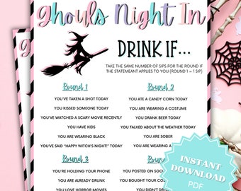 Ghouls Night In Drink If Drinking Game, Ghouls Night Out, Moms Night Games, Ladies Night Games, Girls Night Games, Fun Drinking Games