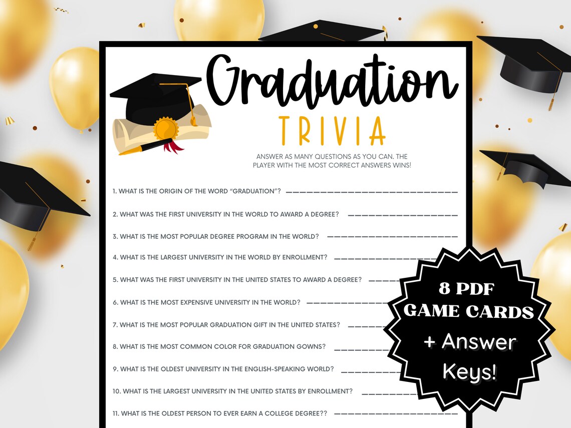 Printable Graduation Party Games 8 Game Bundle Vol. 1 Trivia - Etsy
