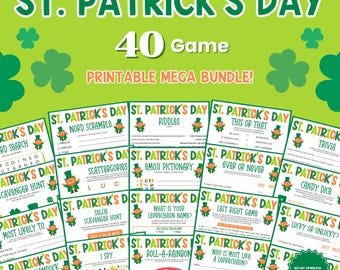 St Patricks Day Game Mega Bundles, 40 St Patricks Day Games, St Patricks Day Fun Sheets, St Patricks Day Printables Game, Group Games