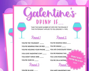 Drink If Galentine's Day Drinking Game, Galentines Day Party, Galentines Day Games, Galentines Games, Drinking Games, Adult Party Games