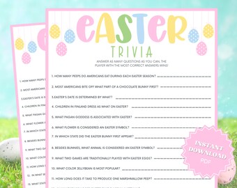 Easter Trivia Printable Easter Game, Group Games, Trivia Games, Easter Games Download, Easter Games For Adults, Easter Games Printable