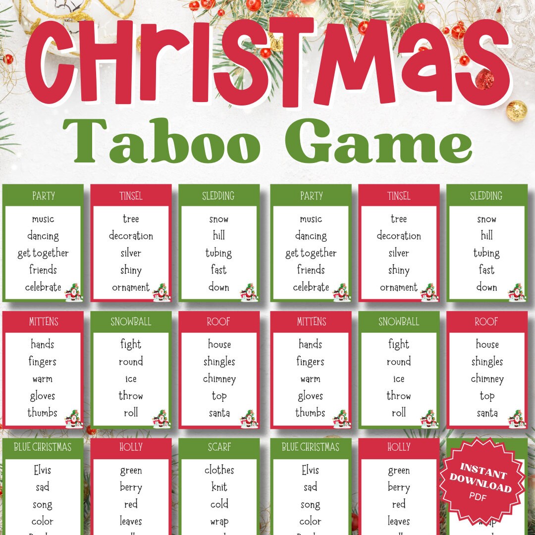 Christmas Taboo Cards Christmas Taboo Game Christmas Taboo Cards Christmas Taboo Cards Christmas Taboo Game Christmas Taboo Cards
