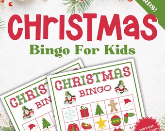 Christmas Bingo Printable, Christmas Bingo Cards, Christmas Bingo For Kids, Christmas Games For Kids, Christmas Games for Families