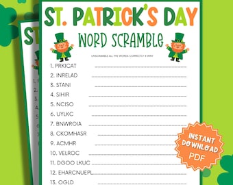 St Patricks Day Game Word Scramble, St Patricks Games, St Patricks Day Game, St Patricks Game, Word Games, Trivia Games, Trivia Printable