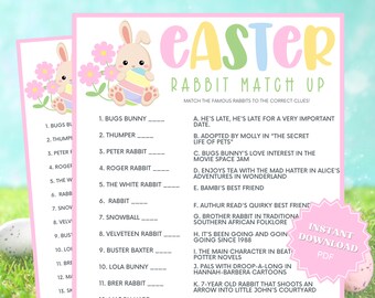 Rabbit Match Up Printable Easter Game, Group Games, Trivia Games, Easter Games Download, Easter Games For Adults, Easter Games Printable