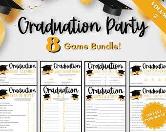 Printable Graduation Party Games 8 Game Bundle Vol 2, Would You Rather, Ever Or Never, Graduation Advice, Graduation Wishes, Most Likely To