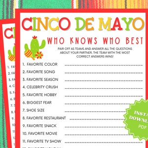 Who Knows Who Best Printable Cinco De Mayo Game, How Well Do You Know, Cinco De Mayo Games, Cinco De Mayo Party, Cinco De Mayo Activity