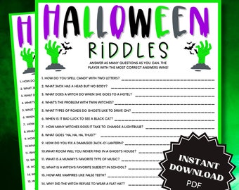 Riddles Printable Halloween Game for Kids, Trivia Games, Halloween Printable Games, Halloween Printable for Kids, Halloween Games for Senior
