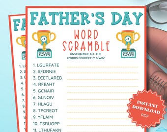 Word Scramble Father's Day Game, Father's Day Games, Word Game, Word Scramble, Fathers Day Activity, Fathers Day Party, Father's Day Ideas