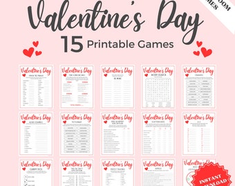 15 Classroom Games Valentines Game Bundle, Valentines Games Printable, Valentines Game Kid, Kids Party Games, Educational Games, Kids Games